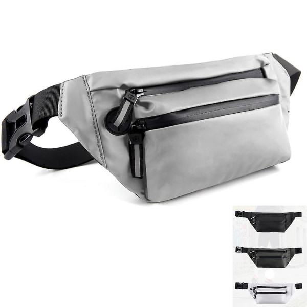 Midjeväsk Bum Bag Löpning Resa Pengar Fanny Bälte Jogging Fick Unisex Plånbok Silver sliver