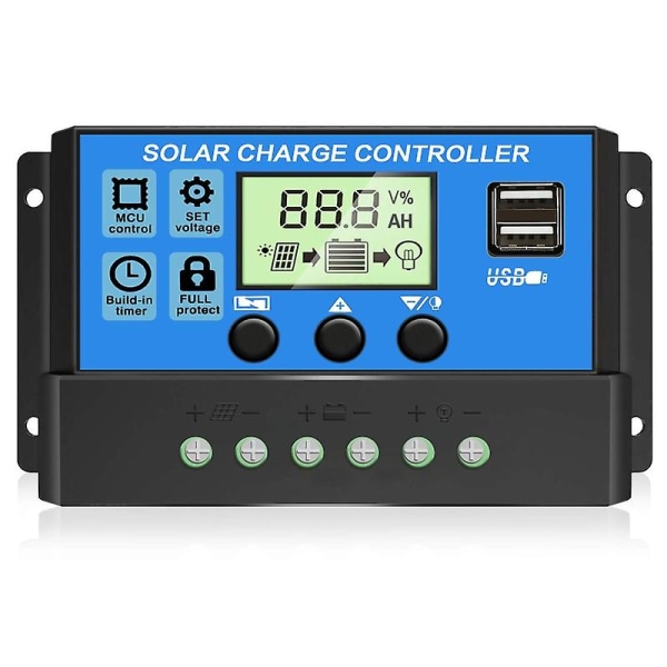 Solar Charge Controller 10a/20a/30a/40a/50a/60a Solpanel Batteri Smart Regulator 50A
