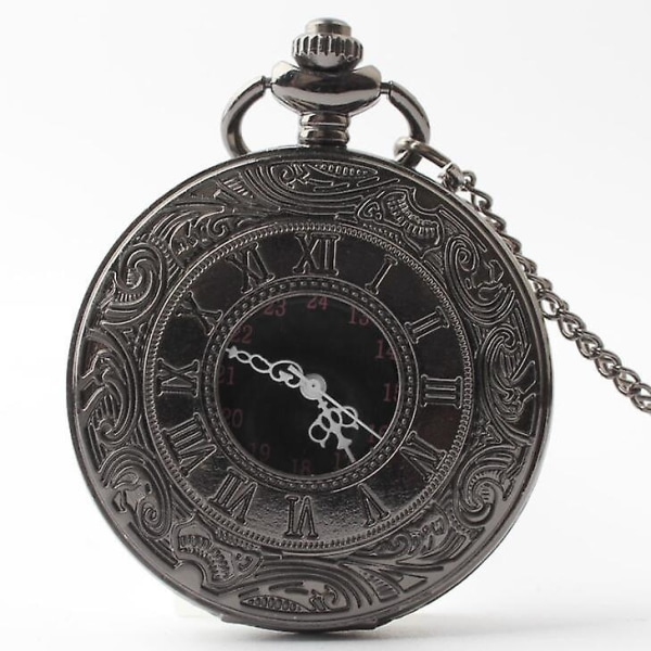 Svart romersk urtavla kvarts fickur Halsband watch presentklockor män kvinnor klockor klockor