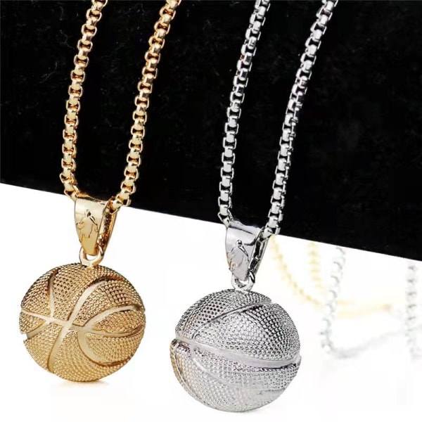 Mode Basketball Halsband Basketball Halsband Rostfritt stål Ball Basket Lovers Memorial Halsband Sport golden