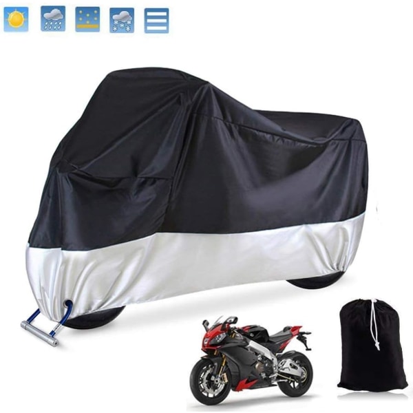 Motorcykelpresenning vattentät och andningsbar cover med 2 nyckelhål, damm, rost och UV-skydd