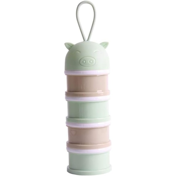 Mjölkpulverdispenser, 4-lagers bärbar spädbarnsmatningslåda, BPA-fri förvaringslåda för baby (grön) green