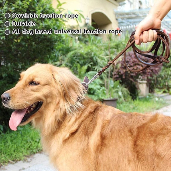 Huvudlager kohud dragrep brunt läder husdjursbälte hundkedja husdjursmaterial