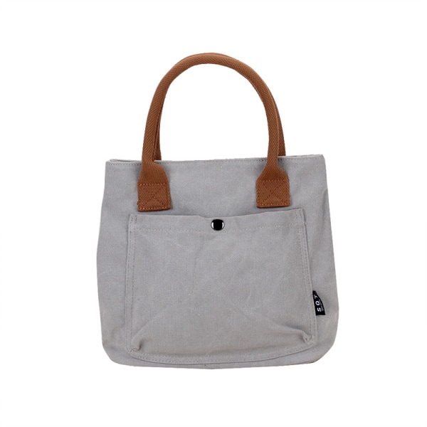 Canvasväska kvinnors japanska och koreanska canvas liten påse dammode handväska canvasväska handbära grey