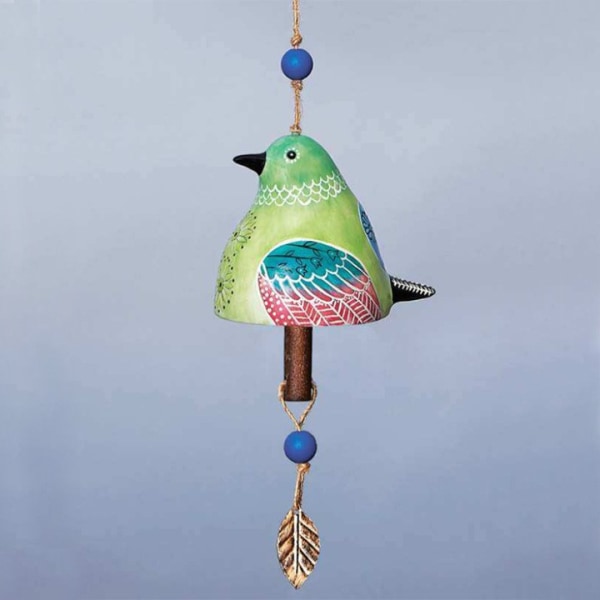 Fåglar Vindklockor Handgjorda Resin Fågelstaty Wind Chime Kreativ hängande dekor för utomhusbruk green