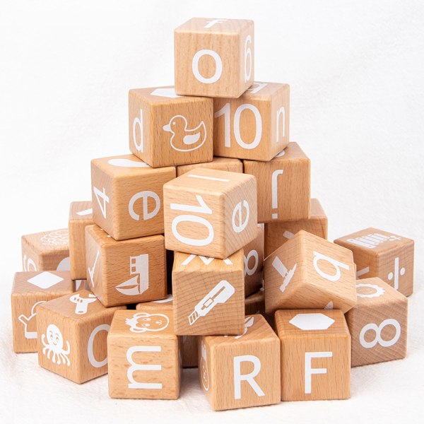 Trä alfabetet leksaker byggsten