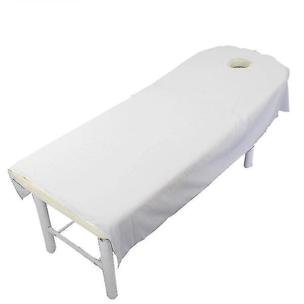 Massagebordsduk med ansiktshål Tvättbar Återanvändbar cover för skönhetssalong Aespa White