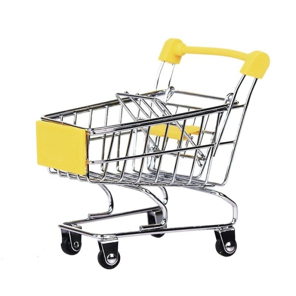 Mini kundvagn järn konst simulering förvaring utsökt barn kundvagn varukorg flerfärgad yellow