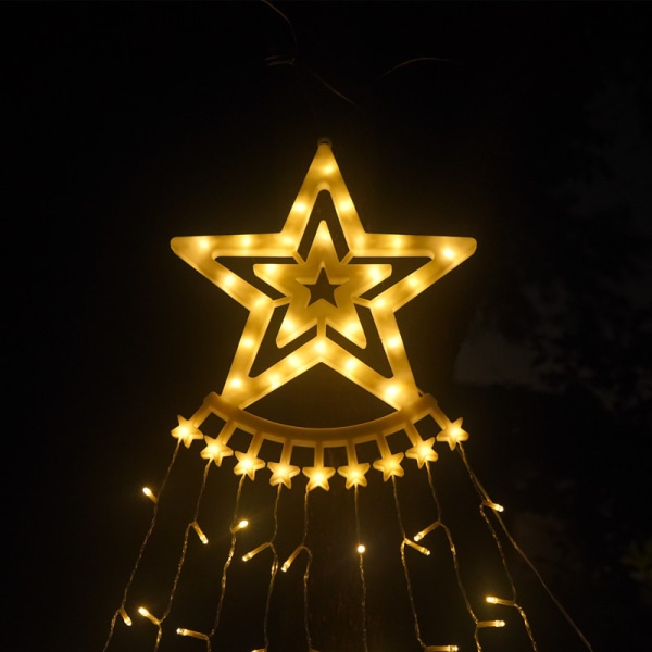 Julbelysning utomhus Stjärnor Fairy Lights LED hängande gardinljus Strip Drop Line Varm färg Julbelysning utomhus inomhus Gazebo dekoration