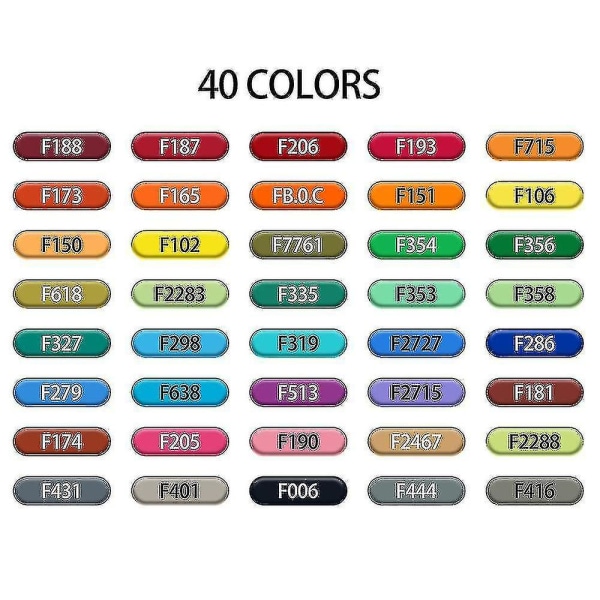 40-färgs set Läderhandväska med dubbelt spets för elever att skissa och färga