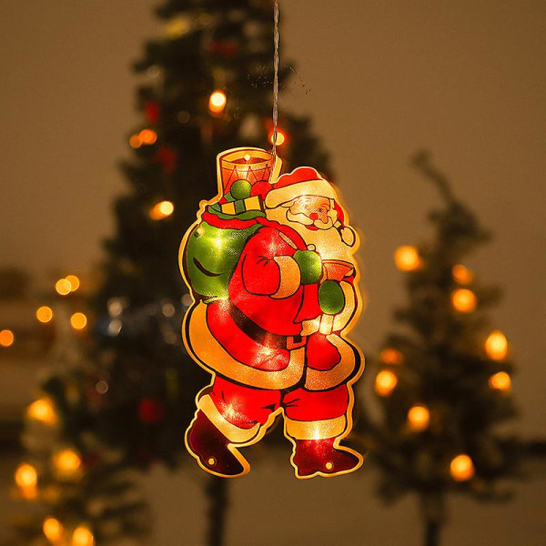 Dekorativa julbelysningar, fönsterdekaler, jultomtens hänglampor, batterisugkoppslampor, LED-färgade lampor