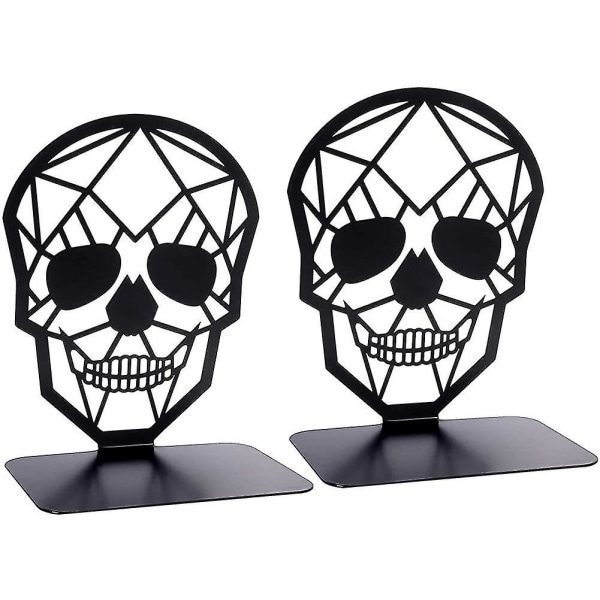 Creative Skull Design bokstöd, bokändar för hyllor, halkfri metall Heavy Duty