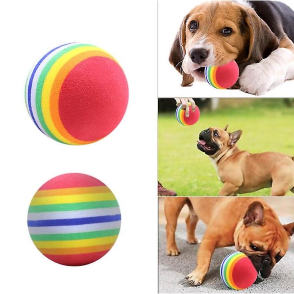 5 stycken husdjur regnbåge boll svamp boll mjuk skum interaktiv husdjur leksak, katt leksak boll