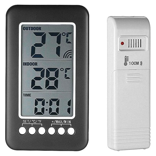 Trådlös inomhustermometer utomhus med digital klocka Trådlös väderstation med utomhussensor Black Friday 2020 temperaturmonitor