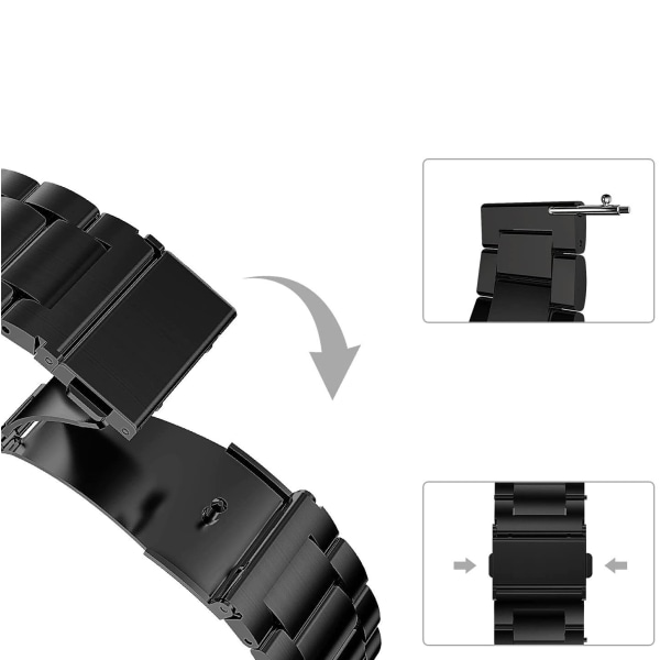 Klockarmband för klocka, 16 mm, 18 mm, 20 mm 22 mm black 1.6 cm