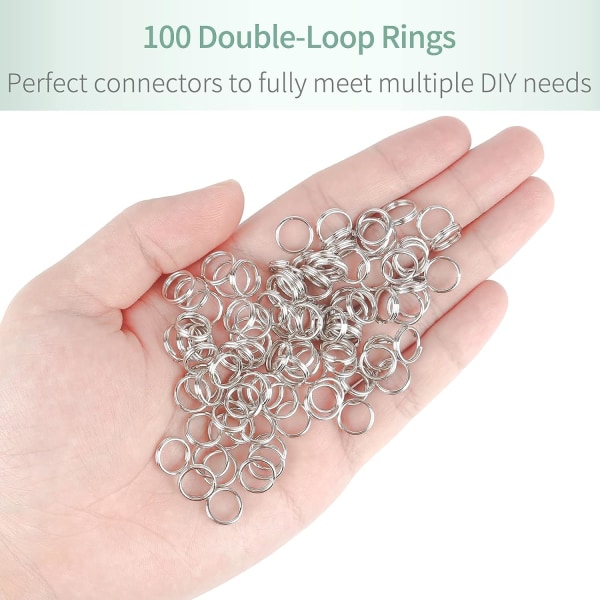 100 stycken 10 mm Mini Split Jump-ringar med dubbla öglor Små metallringar Anslutningar för smycken, halsband, armband, örhängen