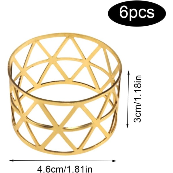 6-pack servettringar set metall servettknapphållare Cutout Catering-årsjubileum