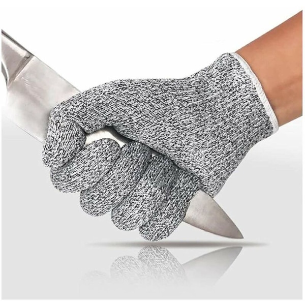 Par skärbeständiga handskar, EN 388 certifierade nivå 5 skärbeständiga handskar, säkerhetsarbetshandskar för kök, slaktare, trädgårdsarbete, gör-det-själv, L grå