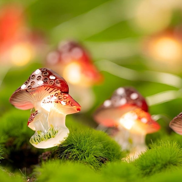 Holiday trädgård dekoration tredimensionell svampform LED koppartråd ljusslinga simulering 3D svamp lampa