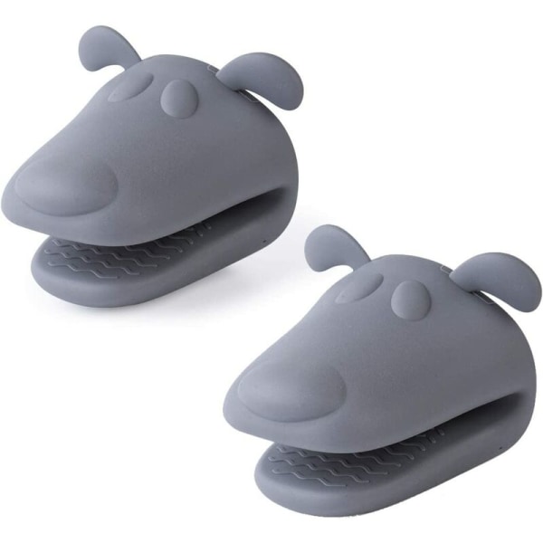 2st Mini ugnshandskar - BPA-fri silikon, värmebeständig, bakning pinch handskar för matlagning och bakning (grå)