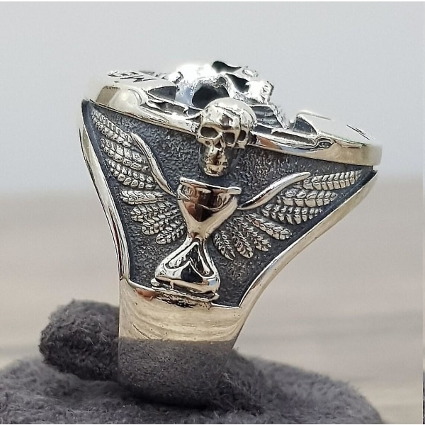 Memento Mori Skull Sterling Silver Ring Legering Electroplate Unisex Skull Ring 13
