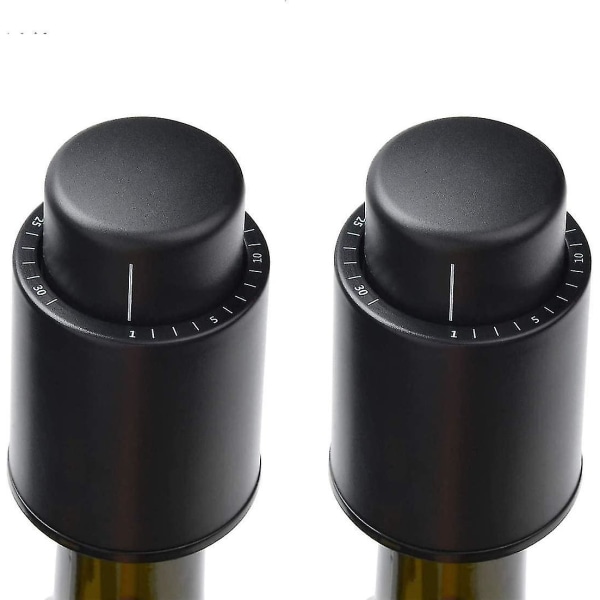 2-pack vakuumvinkorkar med tidsskala, vakuumchampagnekorkar, återanvändbara vinkonserveringsflaskskydd