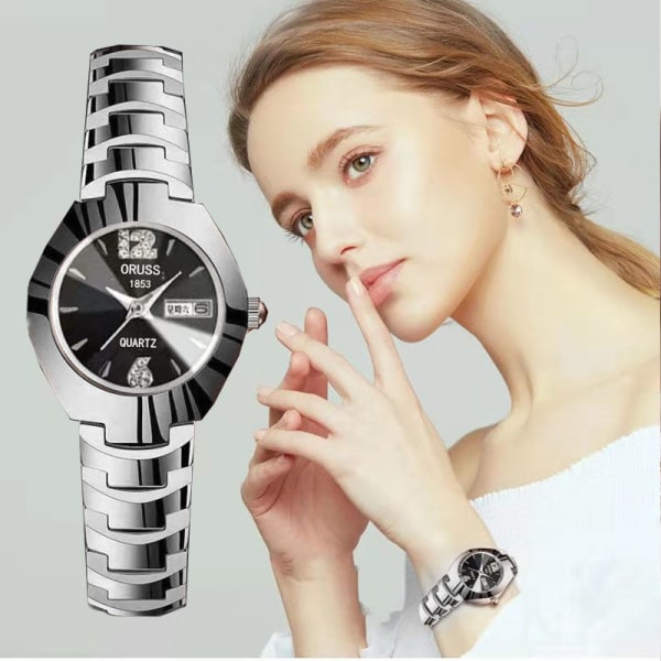 Watch elegant i enfärgad minimalistisk watch, perfekt för alla hjärtans dag födelsedagspresent Silver black