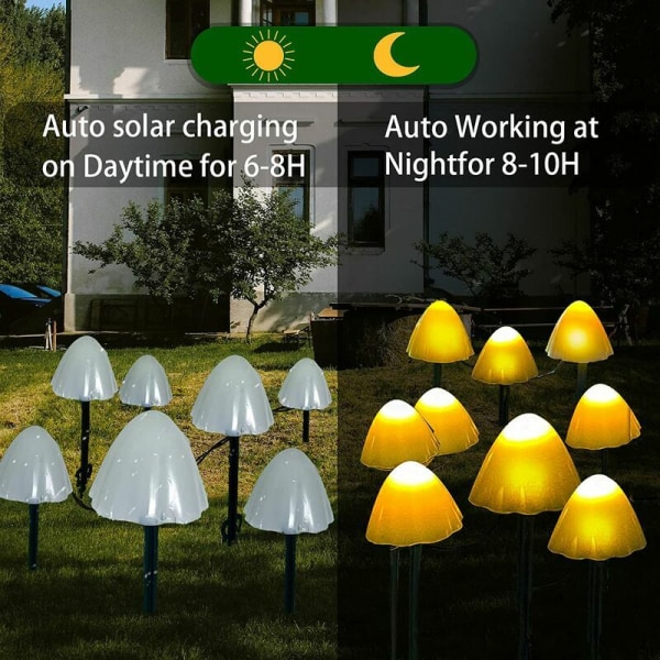 Utomhus Solar Garden Light, 6,5 m 30 LED Solar Svamp Strängljus 8 Lägen Vattentät Landskapsbelysning Solar Svamplampor för heminredning