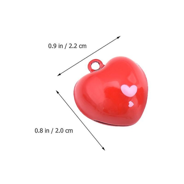 6st förtjusande röda hjärtformade klockor diy-hängen Tillbehör smycken berlocker