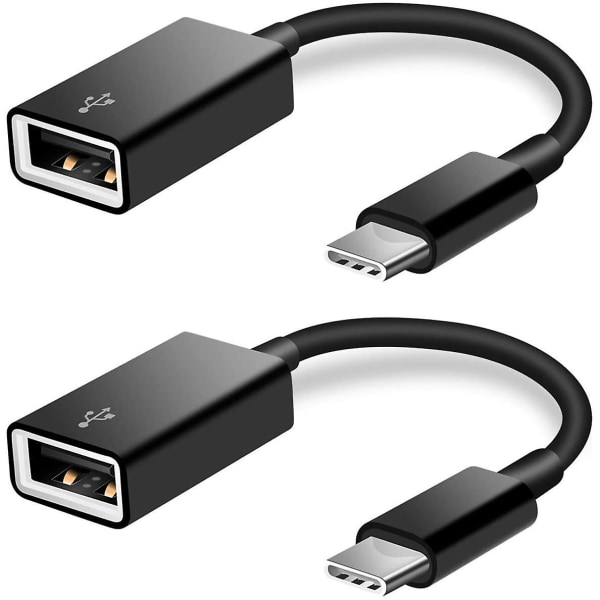 2-pack USB C till USB 2.0-adapter typ-c Otg-kabel typ C hane till USB en hona-adapter (vit)