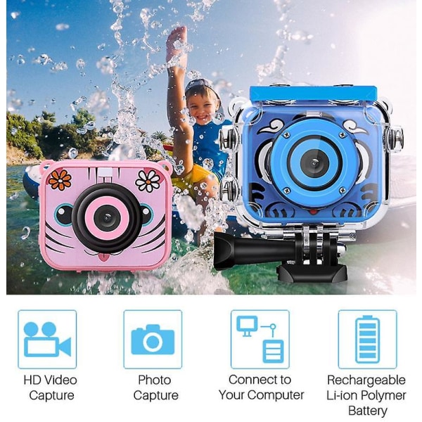barnkamera vattentät kamera, pojkeleksakspresent, barnkamera blue