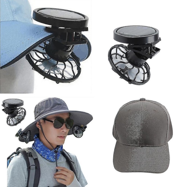 Clip-on cap Mini Solar Fläkt & Baseball Cap för inomhus utomhus portabel C