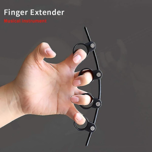 Justerbar fingerförlängning, styrketräningsband för gitarrbas piano fingerhastighetssystem, handövningar black