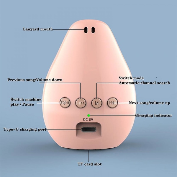 Mini trådlös rosa högtalare, bärbar utomhushögtalare för bas, med band, stöd för FM-radio, TF-kortuppspelning Xq-yx91