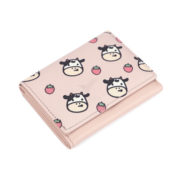 Girls Cute Cow Print Plånbok Liten plånbok Kontantficka pink