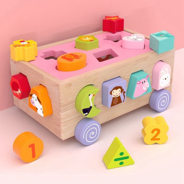18-håls Montessori-leksak sorteringsleksak i träform för småbarn 1 2 3 år gammal