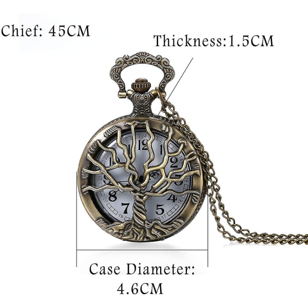 Stor Vintage Hollow Life Tree Pattern Pocket Watch Brons Flap Quartz Pocket Watch Watch