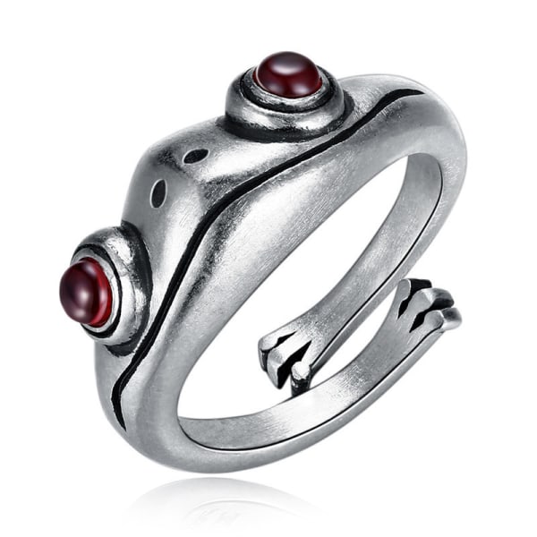 Vintage Frog Ring - Konstnärlig Design, Ändra storlek Ring för kvinnor och män, Bohemian Silver Color Frog Finger Ring