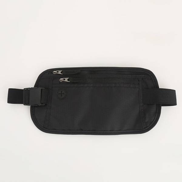 Multifunktionell anti-stöld midjeväska, dokumentväska, rese RFID passväska, nylon vattentät kortväska black