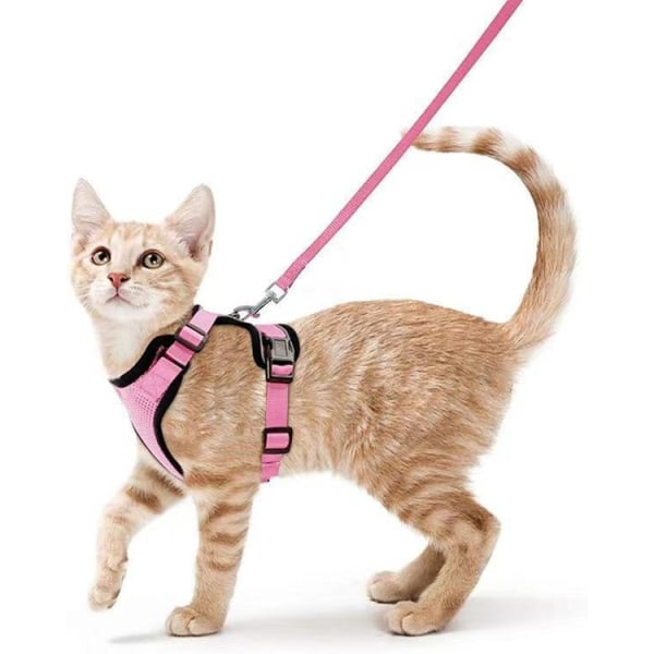 Cat Cat Andningsbröstband Reflekterande Anti-breakaway Cat Walking Leash pink