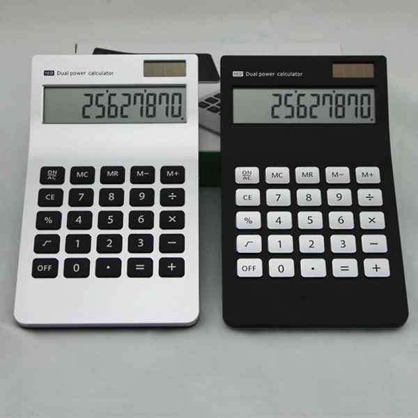 Miniräknare, slimmad elegant design, kontors-/hemelektronik, dubbeldriven datorkalkylator, power, 10 siffror, lutad lcd-skärm, black