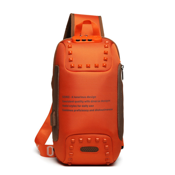 Ryggsäck med korsband, resväska för män och kvinnor med säkerhetslås orange