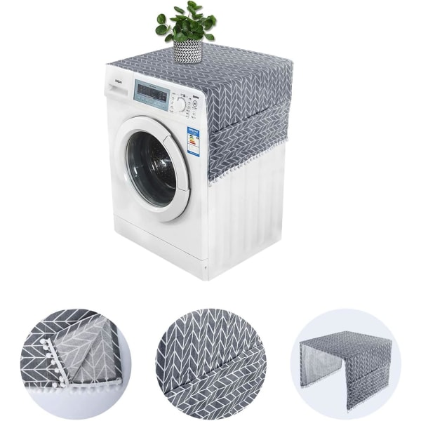 Cover, cover, tvättmaskinsskydd, cover för tvättmaskin med förvaringsfickor 130x55CM (stil E)
