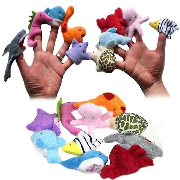 10/ Set söta marina djur plysch finger marionett leksaker födelsedag julklapp