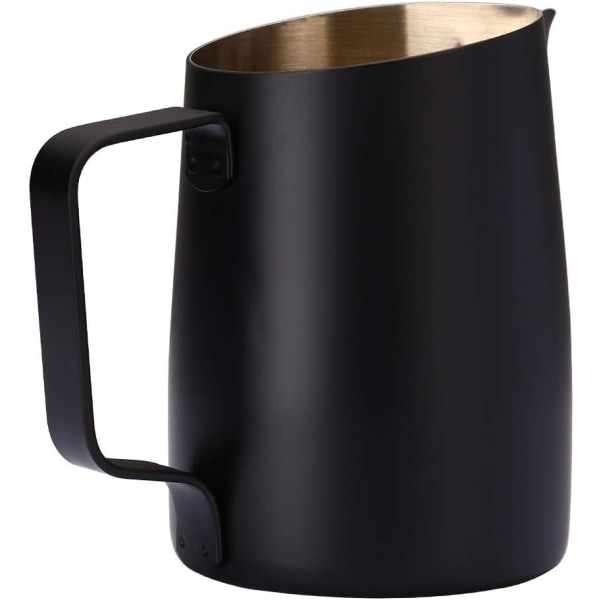 Mjölkkanna i rostfritt stål för kaffe Espresso Steamer Kanna Latte Art Cup Kaffe Mjölkskum 420 ml Svart