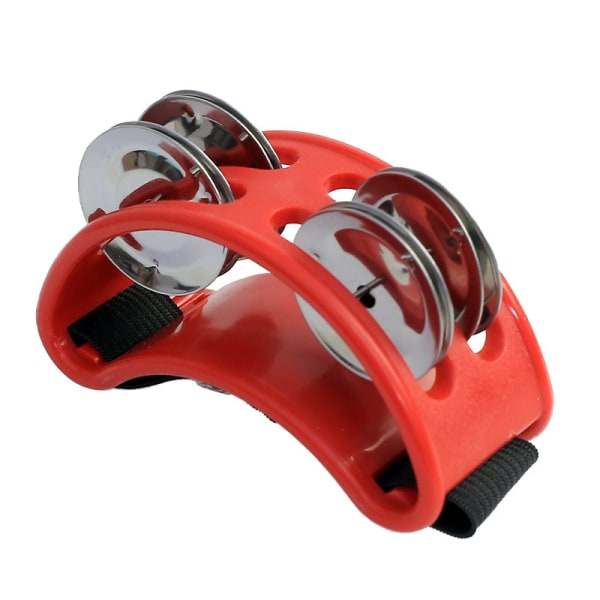 2st Foot Tambourine, Percussion Foot Tambourine med ståljinglar och justerbar rem, truminstrument red