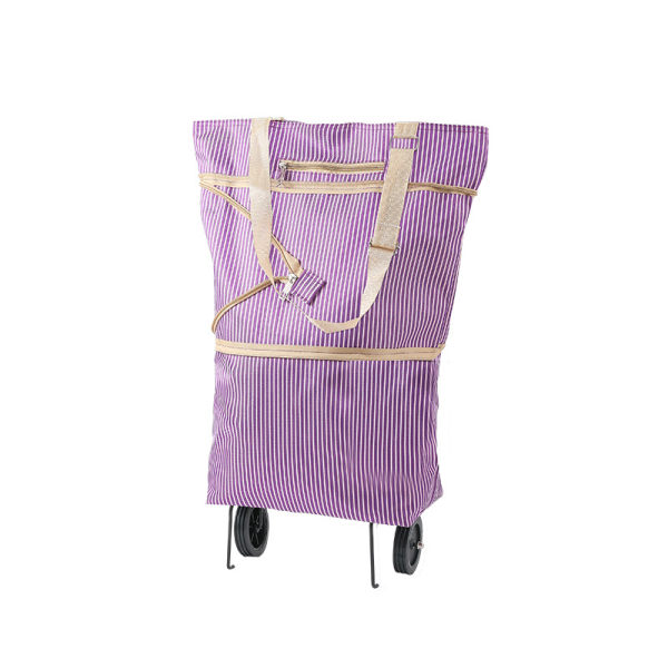 Hopfällbar dragväska Kundvagn Oxford Bärbar Shoppingväska Livsmedelsbutik Varukorg Pull Bag Liten vagn (1 st) purple