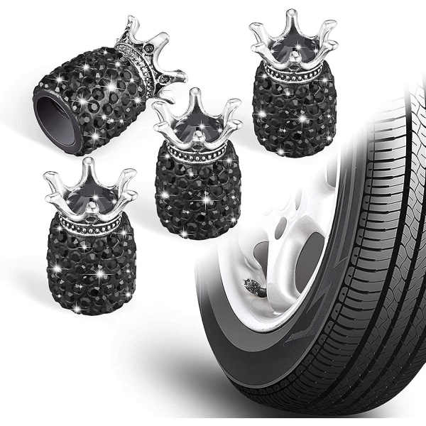 Dammtäta tillbehör för bilar med diamantinlägg Bilventilkärna Nytt Crown cap General Motors återmonterat cap black