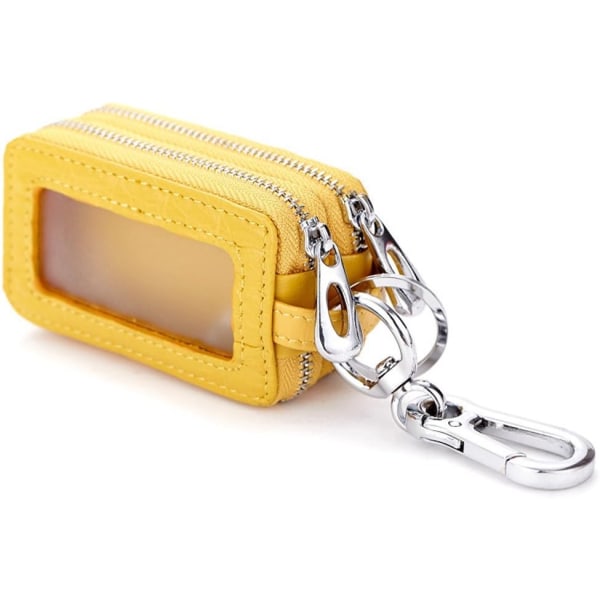 Handgjord nyckelväska i läder, bilnyckelväska (gul)