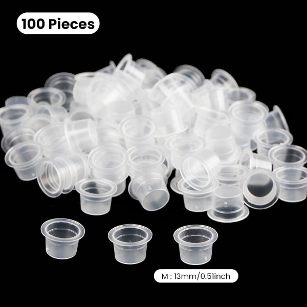 Bläckkapslar koppar, 100 stycken cap, plastbläckbehållare för medelstora bläckpigmentkoppar 13 mm